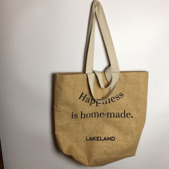 Lakeland Large Jute Tote Happiness is Homemade- Eco-Friendly two strap handles - Picture 4 of 16